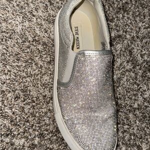 Steve Madden Silver Crystal Slip-On Sneaker